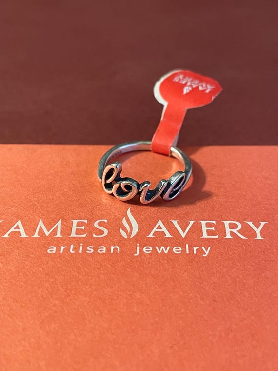 James Avery Love Script Ring Sterling Silver with… - image 1