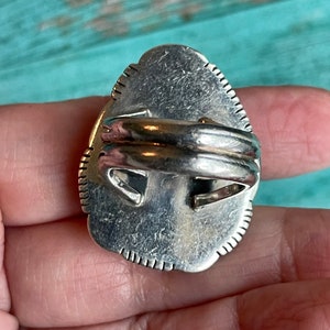 Absolutely Stunning Sterling Silver & Carico Lake Turquoise Navajo Native American Huge Vintage Ring Layaway Available image 5