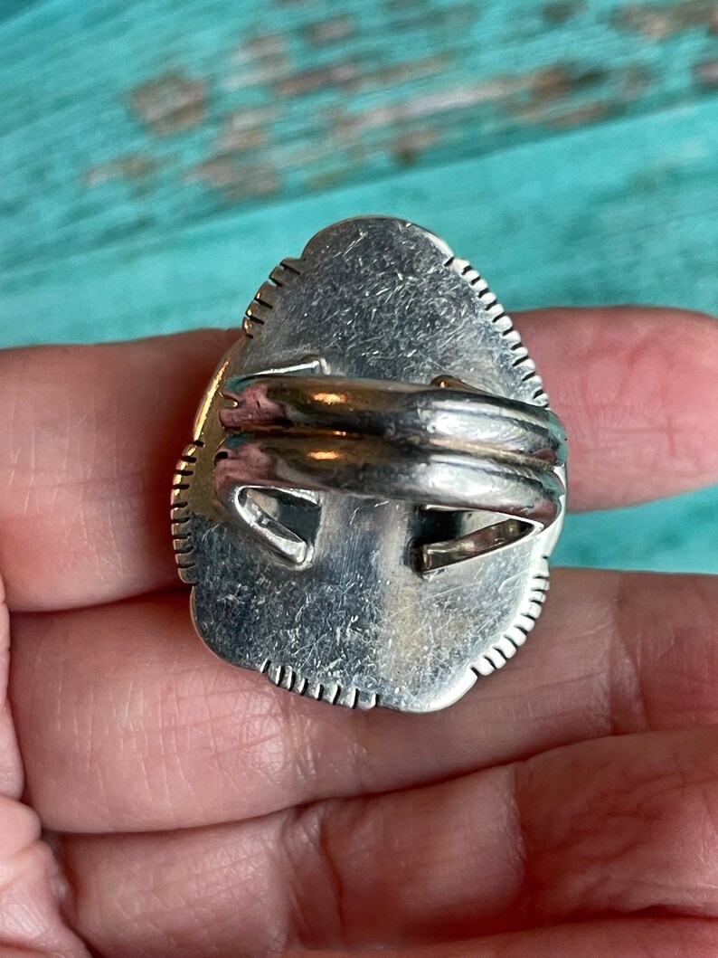 Absolutely Stunning Sterling Silver & Carico Lake Turquoise Navajo Native American Huge Vintage Ring Layaway Available image 5