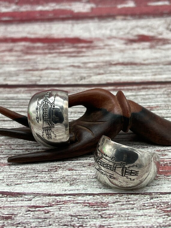 Sterling Silver Hoop Earrings Native American Hopi Gem