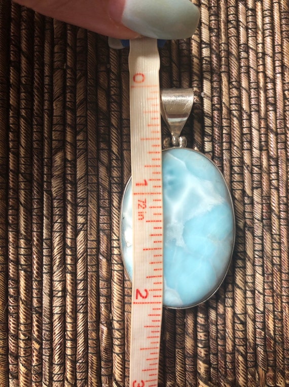 Sterling Silver & Natural Larimar Blue Pendant - image 5