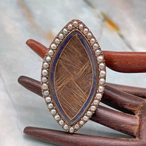 Georgian Antique 10k Yellow Gold and Seed Pearls Vintage Mourning Death Ring Stunning Layaway Available