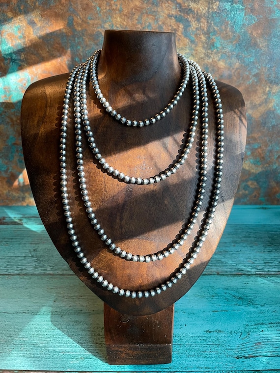 72” Sterling Silver Desert Pearls 5mm Necklace