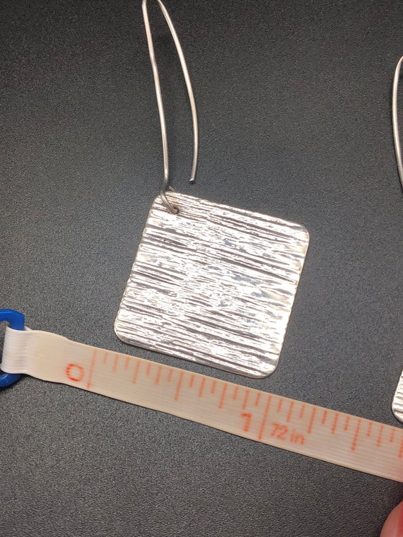 Large Sterling Silver Square Dangle Earrings - image 3