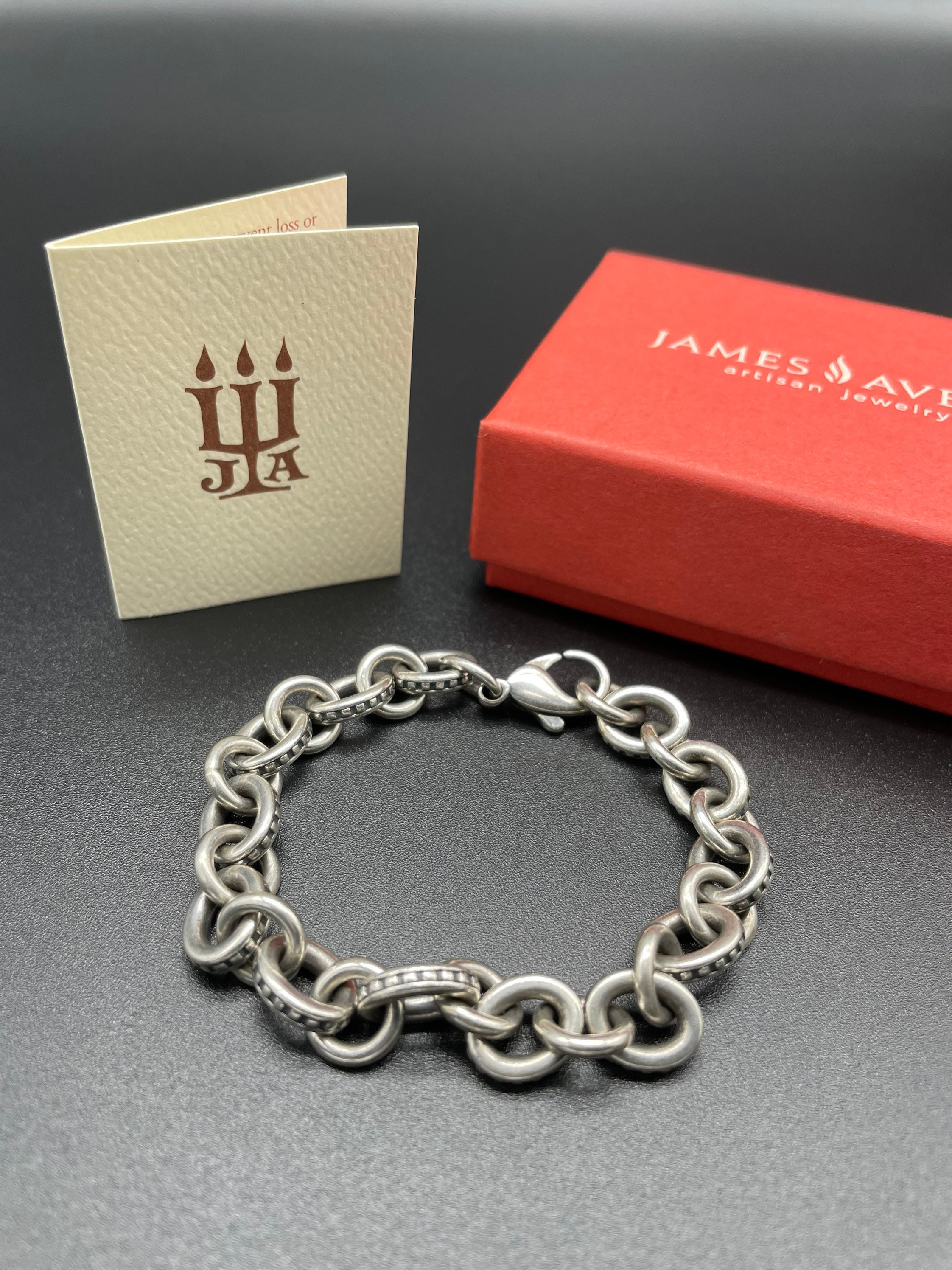 James Avery Heavy Beaded Cable Charm Bracelet Sterling Silver