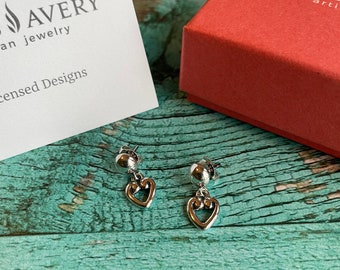 James Avery Dangle Heart Earrings Sterling Silver 925 Retired with Box