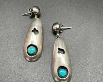 Sterling Silver Navajo Turquoise Shadowbox Earrings