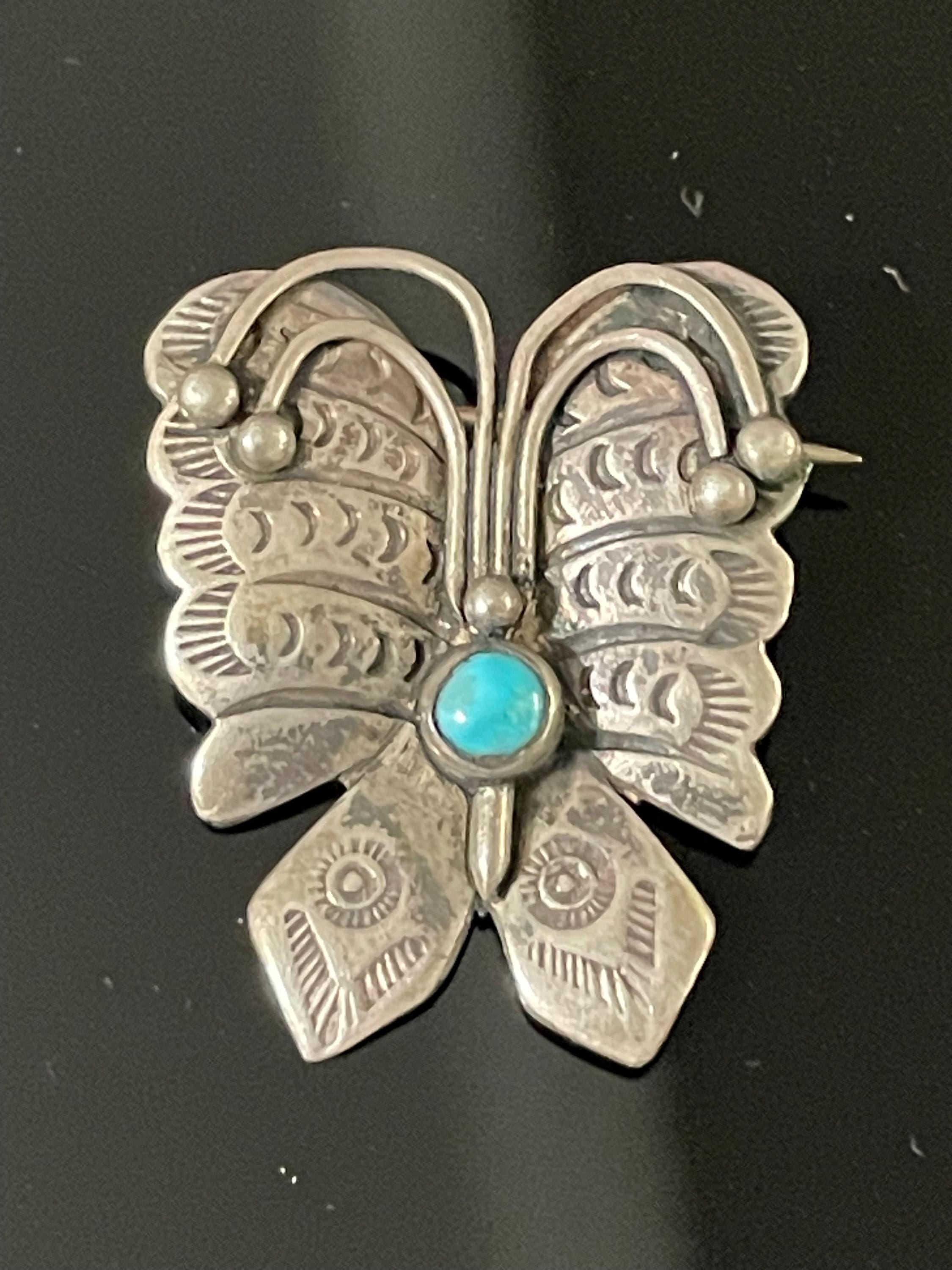 Navajo Silver Butterfly Brooch - Etsy