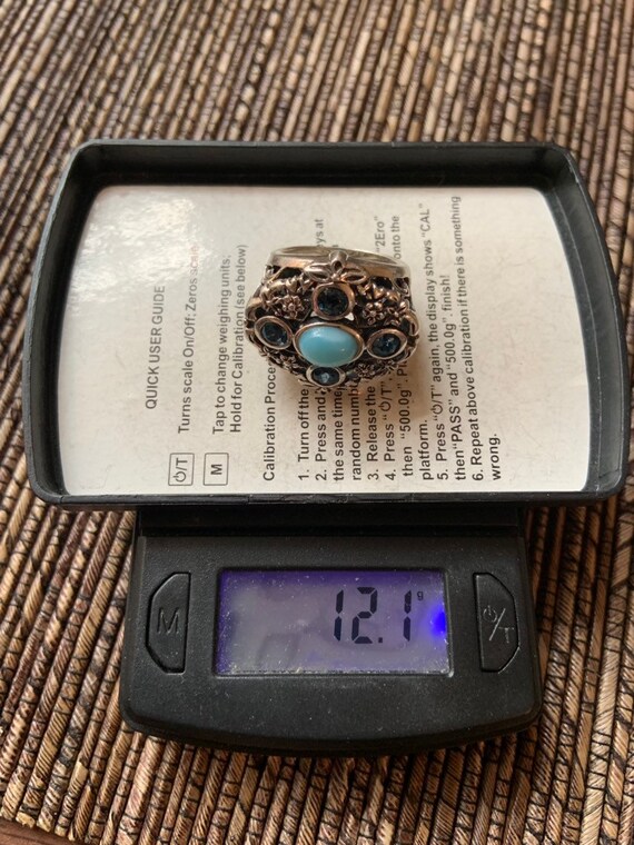 Ornate Sterling Silver and Larimar Blue Ring - image 9