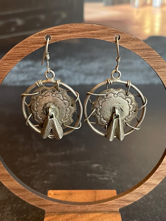 Awesome Sterling Silver Dangle Native American Dr… - image 1