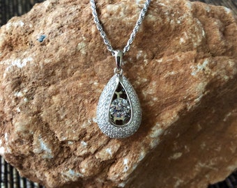 Sterling Silver And CZ Necklace Very Detailed and Dainty