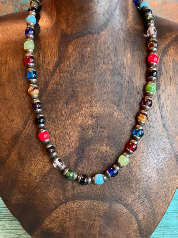 Sterling Silver and Multi Color Hand Strung Beade… - image 2