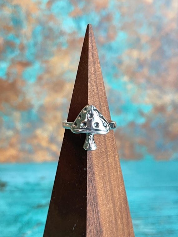 Super Cute Sterling Silver Mushroom Ring