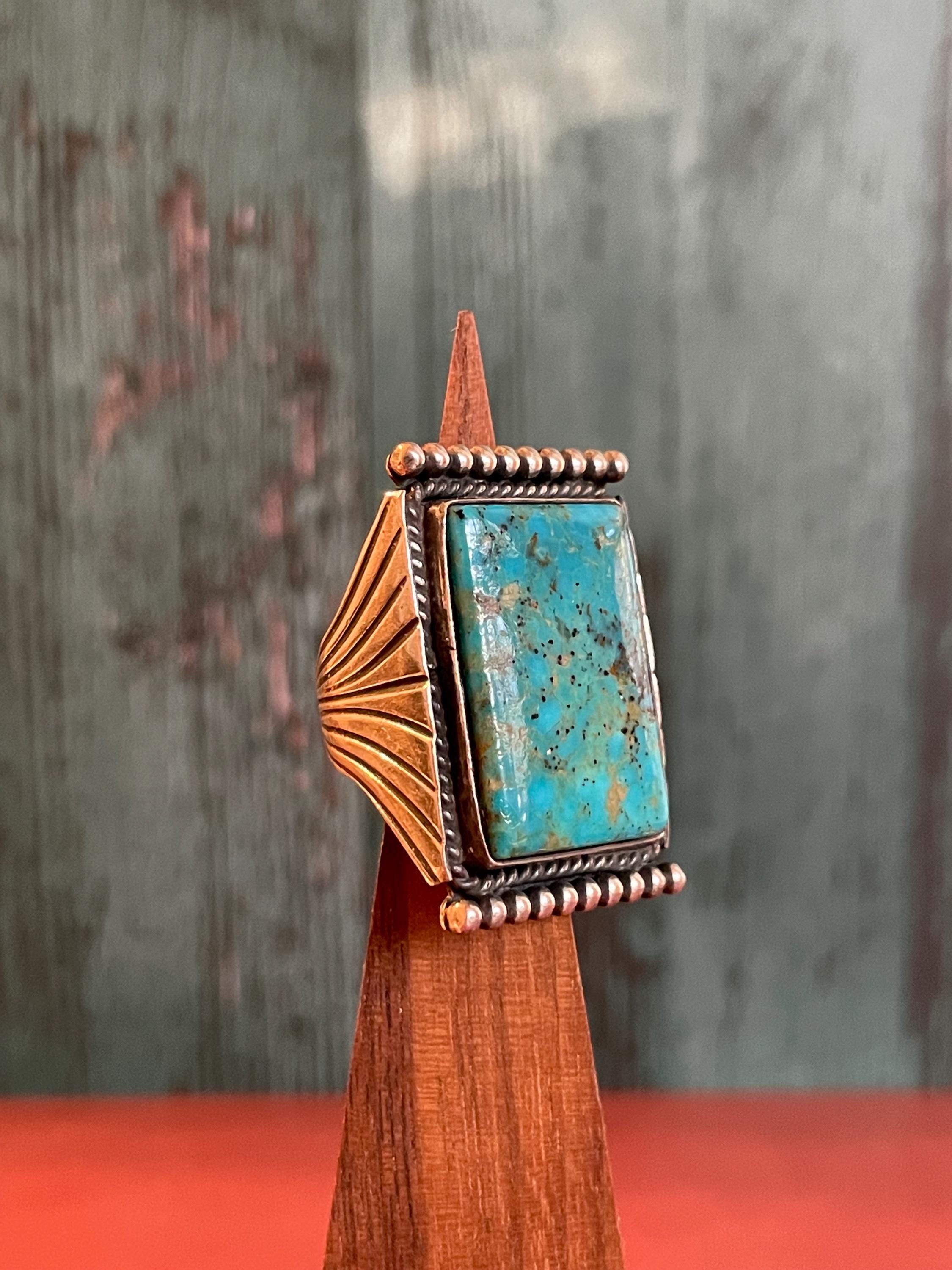 Huge Turquoise Ring Vintage 925 - Etsy
