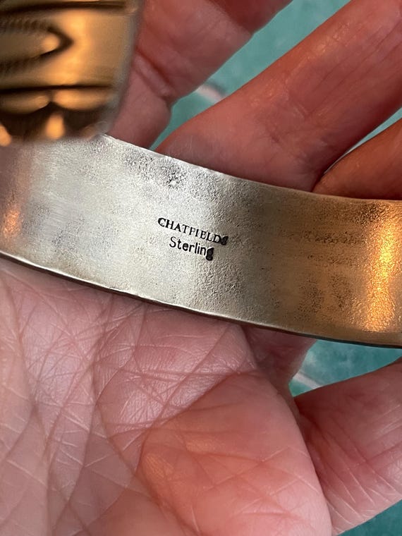 Signed Chatfields Sterling Silver Stunning Stampe… - image 5