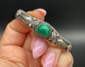 Navajo Vera J. Sterling Silver Green High Grade Malachite Cuff Bracelet Sterling Layaway Available