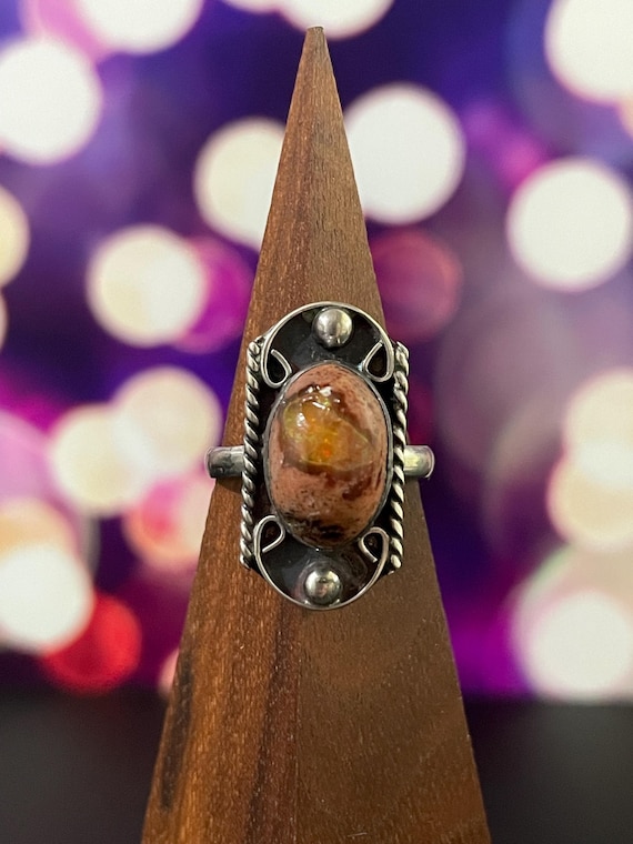 Nice Mexican Cantera Opal & Sterling Silver Ring Vintage
