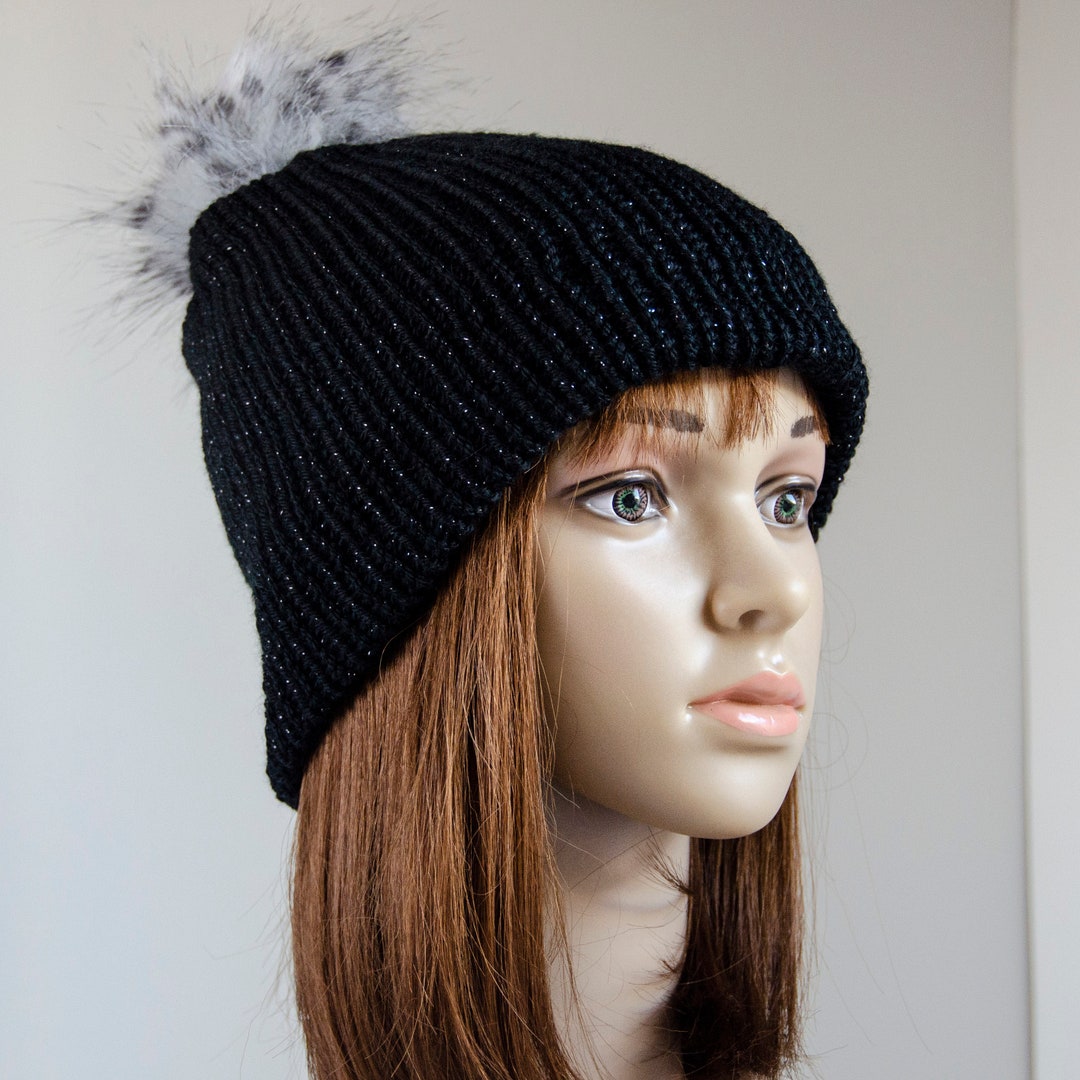 Knit Beanie Winter Hat for Women or Teens Removable Faux Fur Etsy