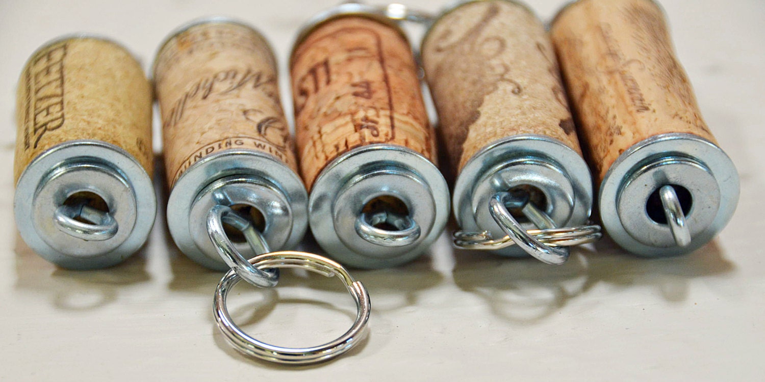 Set of 5 assorted Wine cork keychains wine cork key rings Etsy