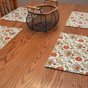 Floral Placemats, Set of 4, Tablemats, Dining table mats, Kitchen Decor image 5