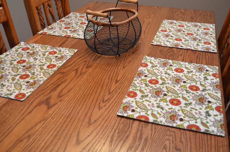 Floral Placemats, Set of 4, Tablemats, Dining table mats, Kitchen Decor image 5