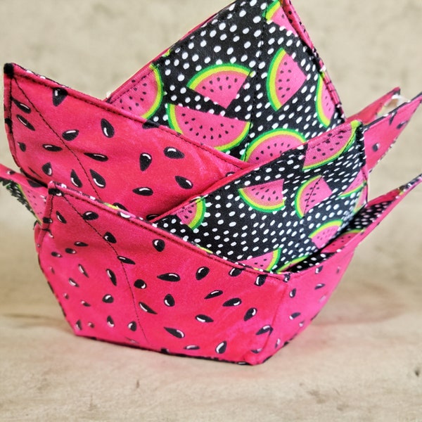 Microwavable Bowl Cozy, 100 Percent Cotton Bowl Cozy with a Watermelon/Watermelon Seed Design