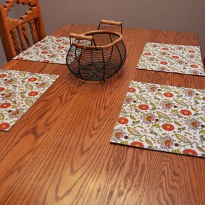 Floral Placemats, Set of 4, Tablemats, Dining table mats, Kitchen Decor image 2