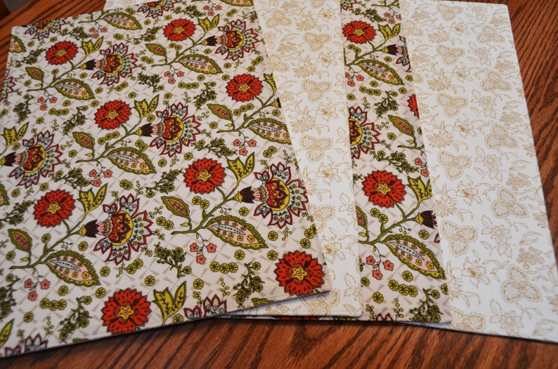 Floral Placemats, Set of 4, Tablemats, Dining table mats, Kitchen Decor image 1