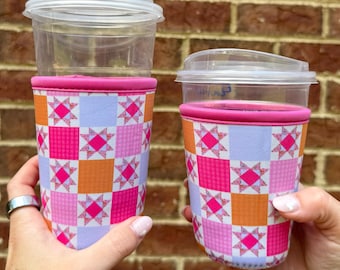 Vintage Quilt Iced Drink Sleeve - Coffee Sleeve