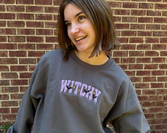 WITCHY Embroidered Halloween Sweatshirt
