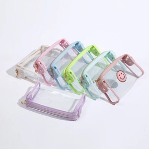Clear Cosmetic Bag Personalized with Patches | Toiletry Bag | Cosmetic Bag | Travel Bags