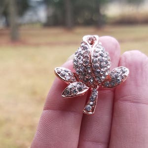 32mm Mini Bright Rose Gold Tone Rhinestone Rosebud Flatback - Etsy