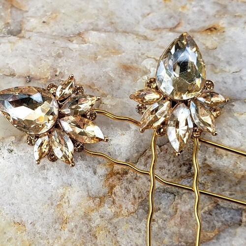 Gold Floral Bridal Hair Pin Gold Wedding Hair Pin Gold Etsy Israel