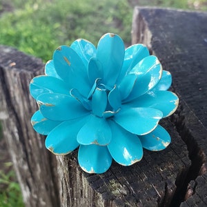 Blue Enamel Flower Brooch Solid Brass Antiqued Water Lily - Etsy