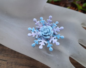 Tiny Snowflake Flower Pin 1.1 Inch Lavender and Light Blue Enamel Scatter Brooch FB270