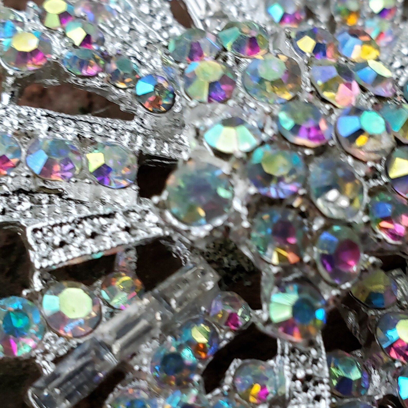 Large AB Rhinestone Brooch Flatback Embellishment or Pin Etsy