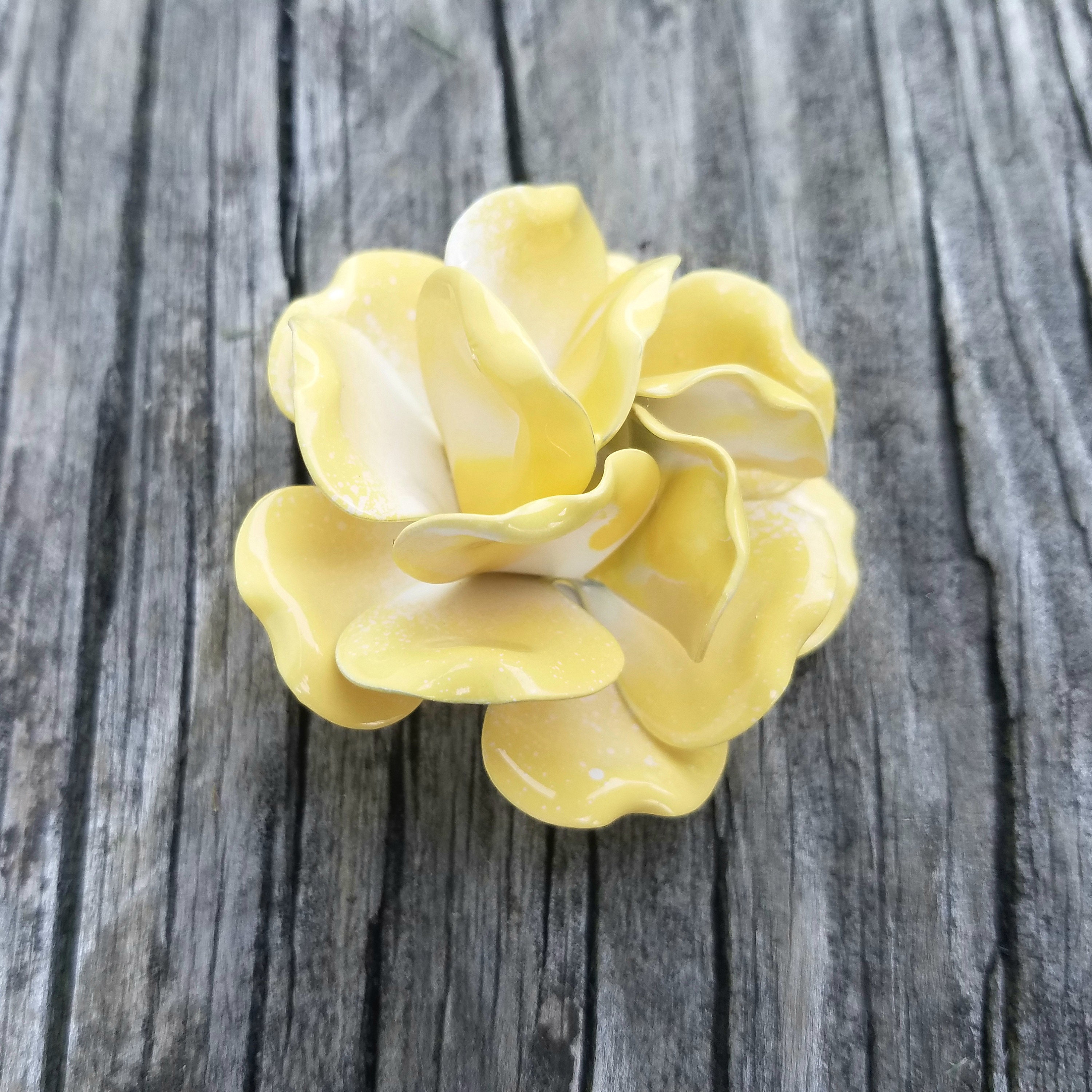 Yellow Flower Brooch Dimensional Enamel Flower Pin Swirled Etsy