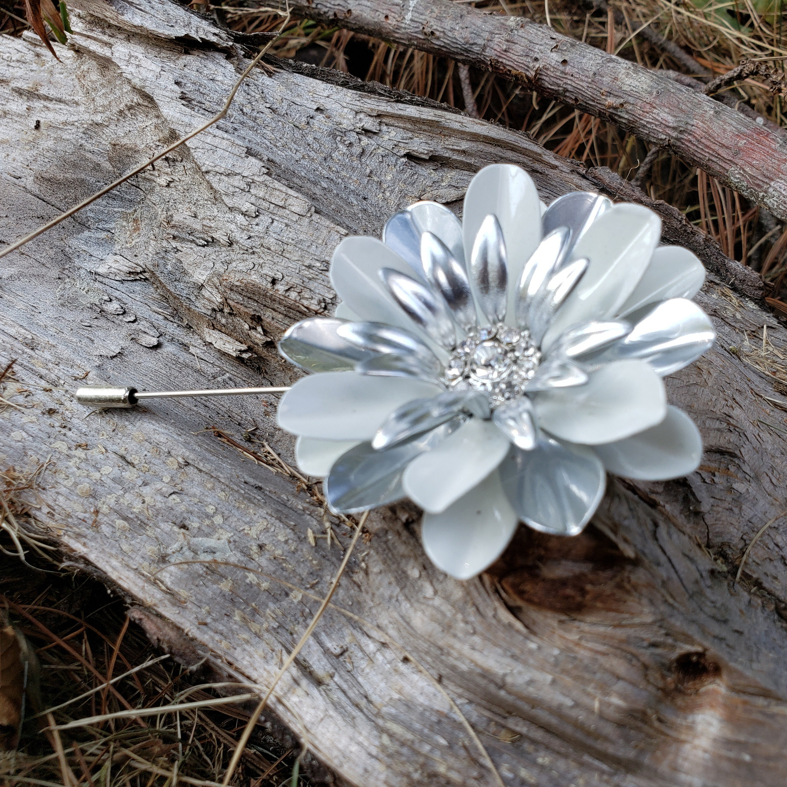 large flower lapel pin