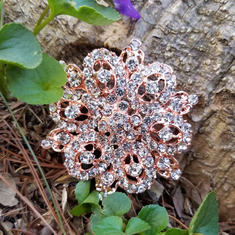 Large Bright Rose Gold Tone Rhinestone Flatback Embellishment | Etsy