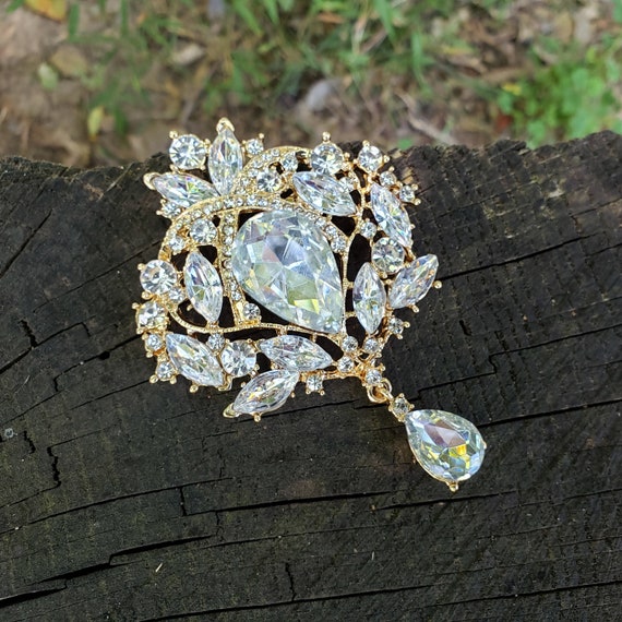 Rhinestone Crystal Brooches Pins DIY Wedding Bouquet Kit Brooch Pendant  Scarf Hats Decoration Flower Pin - AliExpress