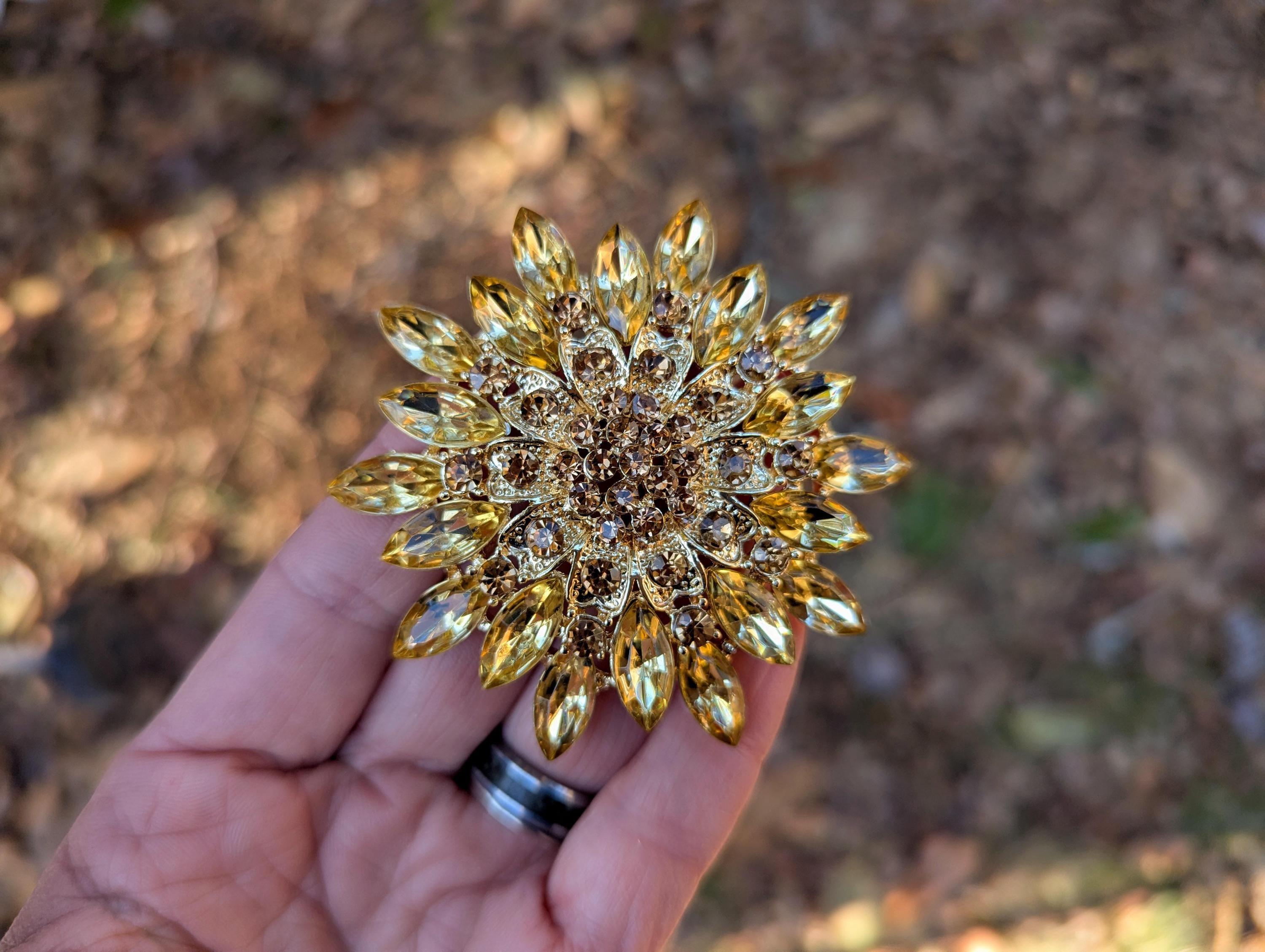 パープルジェム 68mm Large Pink Blue or Purple Rhinestone Flatback Flower
