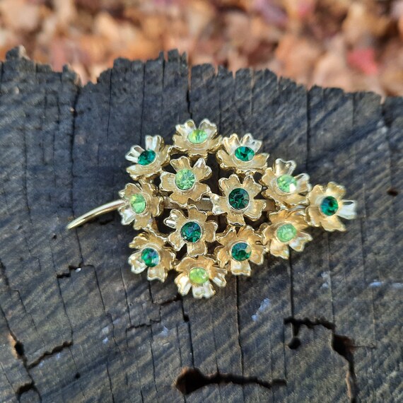 Vintage Green Rhinestone Christmas Tree Brooch Go… - image 7