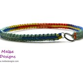 Greyhound Tag Collar - Greyhound Collar - Dog Tag Collar - Sighthound Collar - Dog ID [Rainbow Multicolor Satin]