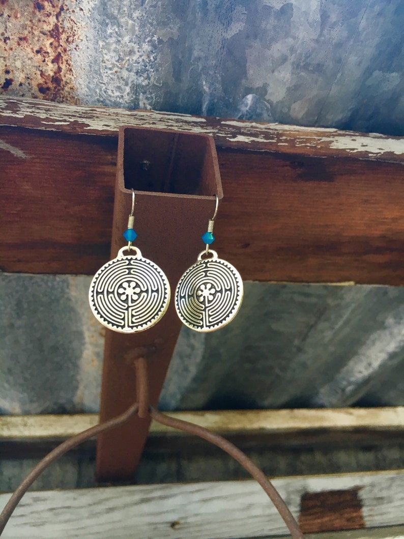 Large Labyrinth Earrings in Solid Blue Etsy