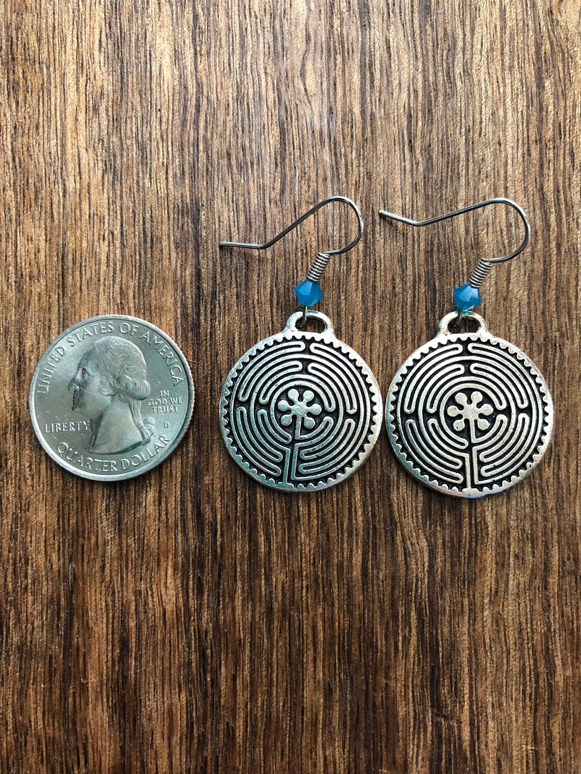 Large Labyrinth Earrings in Solid Blue Etsy