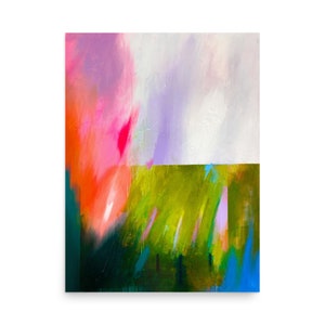 Exploration of Color 1 Fine Art Print Vibrant Abstract Modern Acrylic Colorful Contemporary Wall Art Large Decor Floral Vibrant Pink Green
