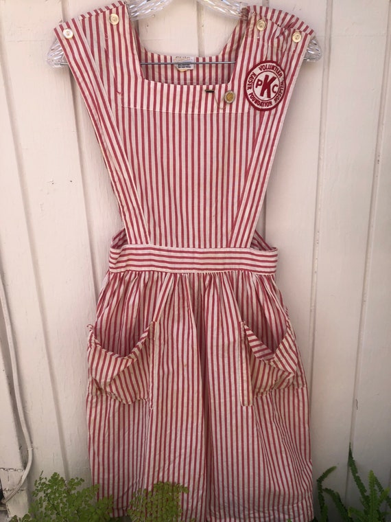 Vintage 1970s 1980s Candy Stripe / Pinafore / Dres
