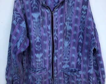 Vintage 1990s Ikat / Woven / Beachy Surfer / Zip Up Hoodie / Size M