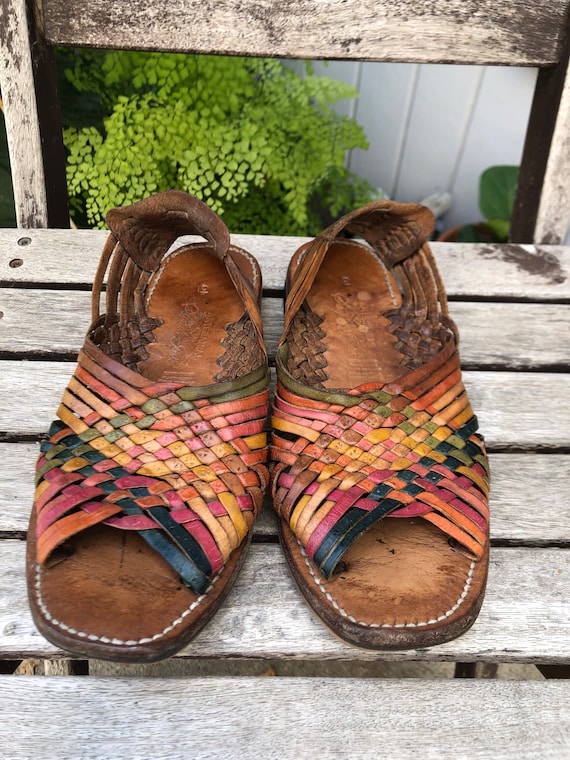 Vintage Huarache / Mexican Leather / Sandals Size… - image 7
