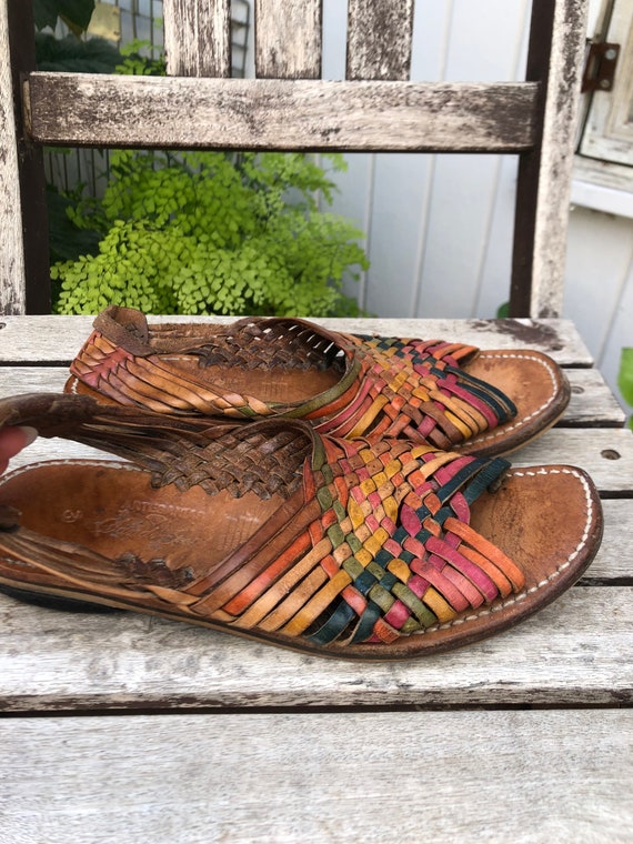 Vintage Huarache / Mexican Leather / Sandals Size… - image 4